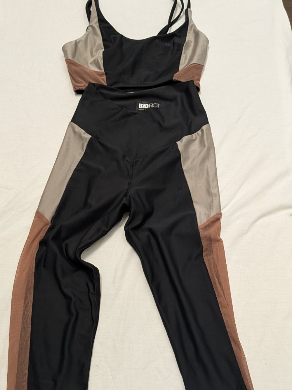 Beach Riot Black and Brown Colorblock High-Rise Leggings